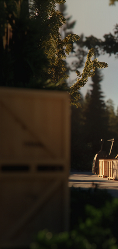 Puidust alused puude keskel